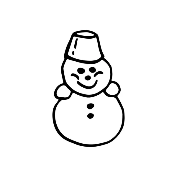 Doodle Muñeco Nieve Imagen Para Web Impresión Carteles Tarjetas Vacaciones — Archivo Imágenes Vectoriales