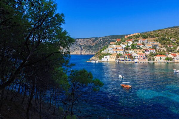 The harbor of Assos in Kefalonia, Ionian Islands, Greece