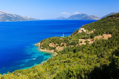 Yaz deniz kıyısı. Kefalonia, Yunanistan