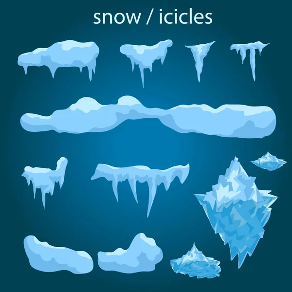 Παγοκρύσταλλος πάγο χιόνι σκηνικά χειμώνα. Πρότυπο λευκό μπλε χιόνι. Χιονισμένο πλαίσιο διακόσμηση απομονώνονται σε μπλε φόντο. Κινούμενα σχέδια στυλ. Χριστούγεννα, Πρωτοχρονιά κατεψυγμένων πάγο υφή — Διανυσματικό Αρχείο