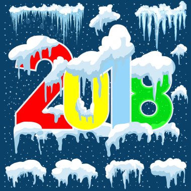 Web sitesi için yeni yıl dekorasyon seti. İzole kar kapaklar menü çubuğu ve düğmeleri ayarlamak. Raster buz sarkıtları ve kar taneleri