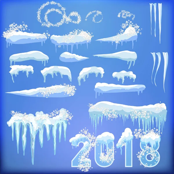 Nieuwjaar Decoratie Kit Voor Website Geïsoleerde Sneeuw Caps Ingesteld Menubalk — Stockfoto