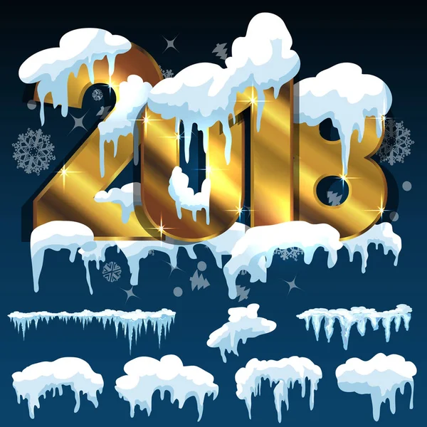 Web sitesi için yeni yıl dekorasyon seti. İzole kar kapaklar menü çubuğu ve düğmeleri ayarlamak. Raster buz sarkıtları ve kar taneleri