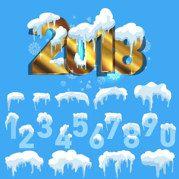 Web sitesi için yeni yıl dekorasyon seti. İzole kar kapaklar menü çubuğu ve düğmeleri ayarlamak. Raster buz sarkıtları ve kar taneleri