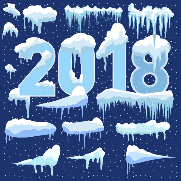Nuevo Kit Decoración Año Para Sitio Web Gorras Nieve Aisladas —  Fotos de Stock