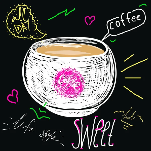 Plakát Kávy Mocha Retro Stylu Kreslení Křídou Tabuli — Stock fotografie zdarma