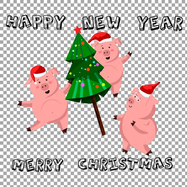 받으세요 귀여운 돼지의 집합입니다 2019 상징입니다 디자인에 우수한 — 스톡 벡터