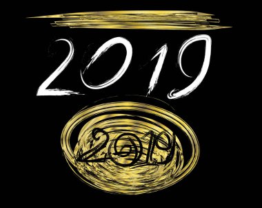 Çin kaligrafi ile çizilmiş yazı tebrik kartı 2019 Happy için yeni Çin kaligrafi 2019 şablonuyla Year.design el yeni yıl