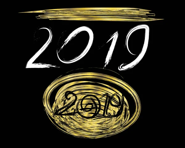 Çin kaligrafi ile çizilmiş yazı tebrik kartı 2019 Happy için yeni Çin kaligrafi 2019 şablonuyla Year.design el yeni yıl