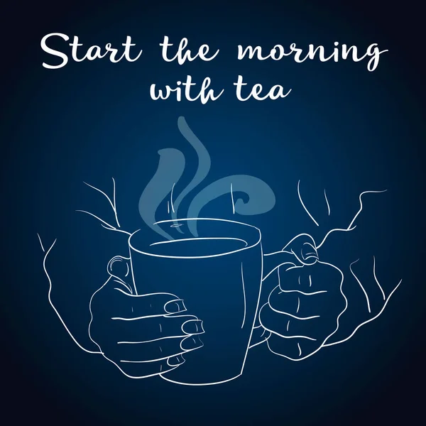 Herbata Czas Plakat Koncepcja Tea Party Pozdrowienie Projekt Ilustracja Ręki — Wektor stockowy