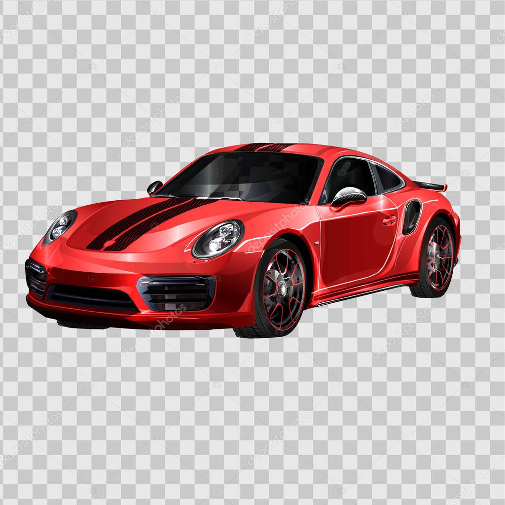 Super car design concept. Unique modern realistic art. Generic luxury automobile. Red Car presentation side view. 3D illustration