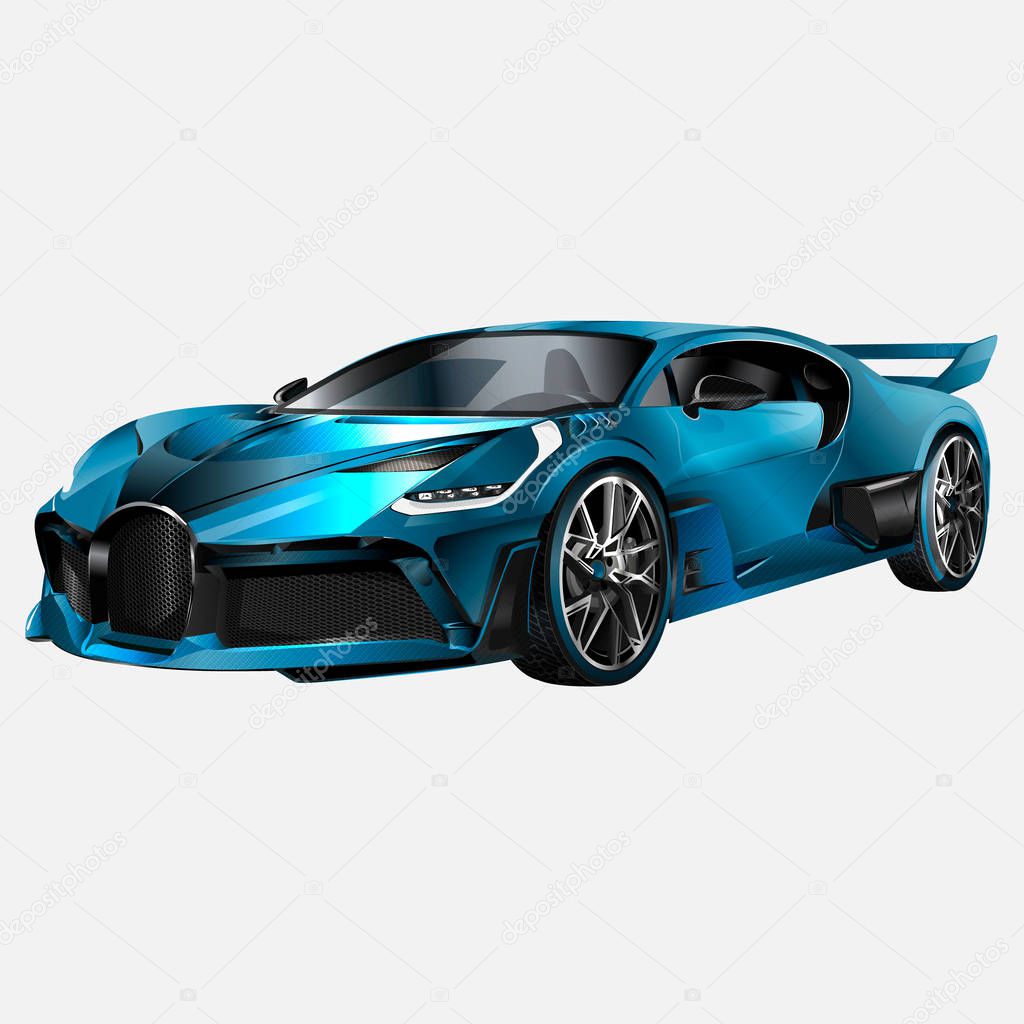 Super car design concept. Unique modern realistic art. Generic luxury automobile. Car presentation side view. 3D illustration