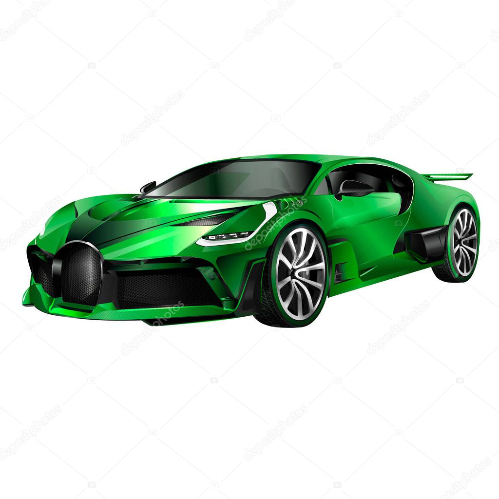 Super car design concept. Unique modern realistic art. Generic luxury automobile. Car presentation side view. 3D illustration