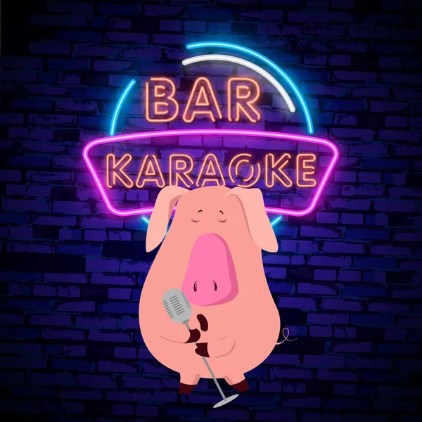 Karaoke Show Letrero Neón Logotipo Neón Bandera Luminosa Brillante Póster — Vector de stock