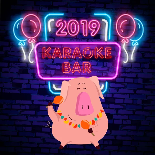 Karaoke Show Cartello Neon Logo Neon Banner Luminoso Luminoso Poster — Vettoriale Stock