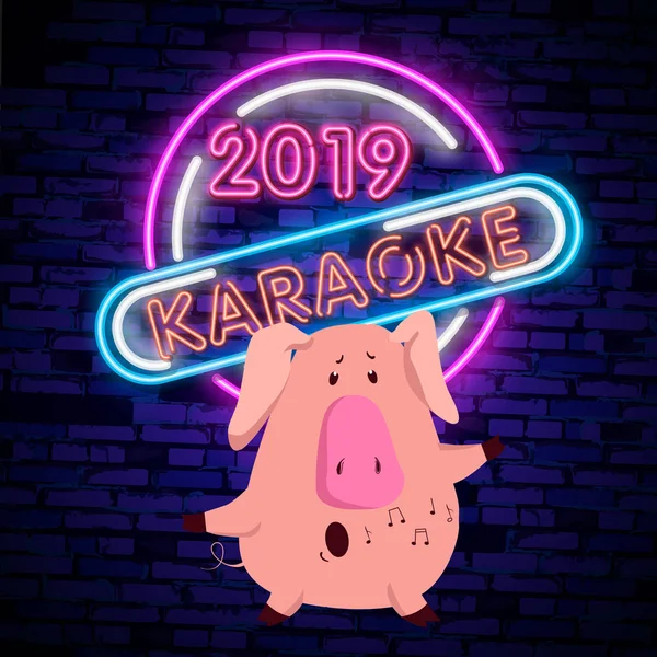 Karaoke Show Cartello Neon Logo Neon Banner Luminoso Luminoso Poster — Vettoriale Stock