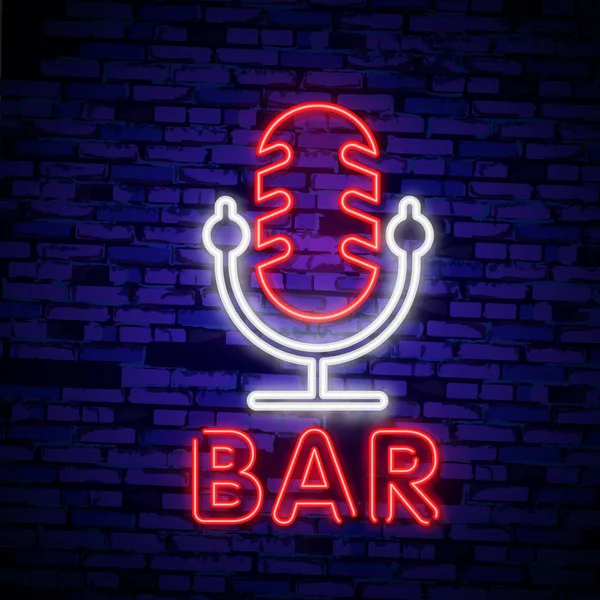 Karaoke Set Neonreclames Collectie Een Lichte Logo Een Symbool Een — Gratis stockfoto