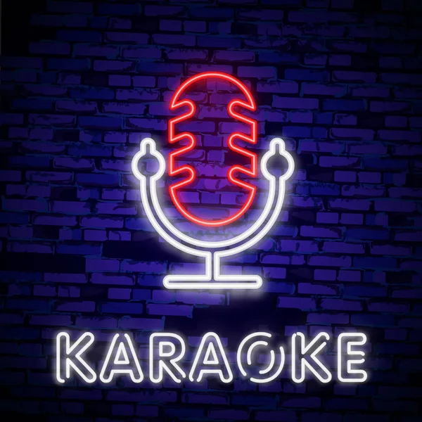 カラオケは ネオン看板のセット コレクションは光ロゴ シンボル 光のバナーです 明るい夜カラオケ パーティー ディスコ ナイトクラブの広告 ライブ音楽 — ストックベクタ