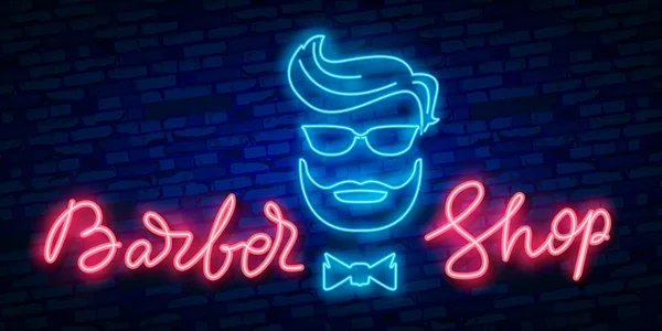 Friseursalon Zeichen Vektor Design Vorlage Friseurladen Neon Logo Licht Banner — kostenloses Stockfoto