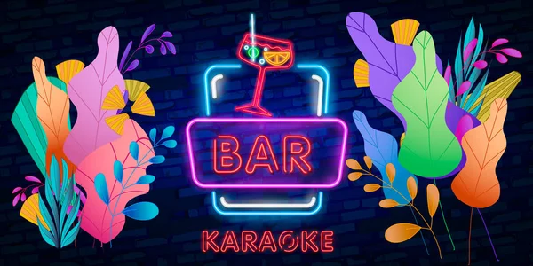 Coctail Bar Neon Logo Design Isolated Black Background Retro Vintage — Free Stock Photo