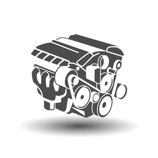 Car Engine Glyph Icon Motor Silhouette Symbol Negative Space — Stock Vector