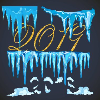 İzole kar cap kümesi. Karlı öğeleri kış arka plan üzerinde. Karikatür tarzı tasarımınız için şablonda vektör.