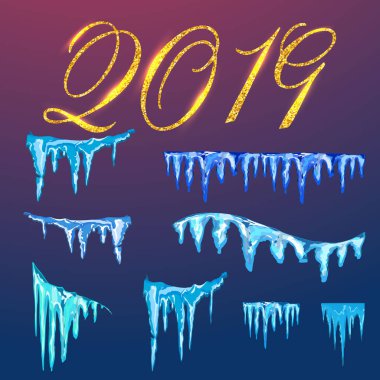 İzole kar cap kümesi. Karlı öğeleri kış arka plan üzerinde. Karikatür tarzı tasarımınız için şablonda vektör.