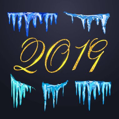 İzole kar cap kümesi. Karlı öğeleri kış arka plan üzerinde. Karikatür tarzı tasarımınız için şablonda vektör.