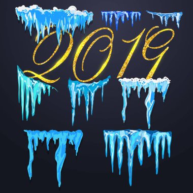 İzole kar cap kümesi. Karlı öğeleri kış arka plan üzerinde. Karikatür tarzı tasarımınız için şablonda vektör.