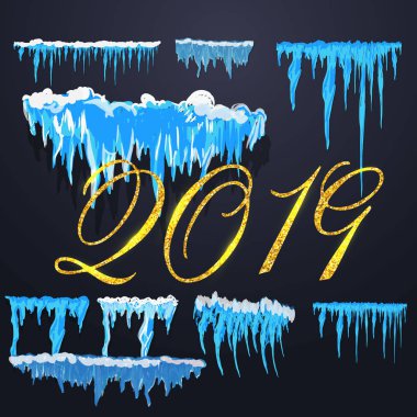 İzole kar cap kümesi. Karlı öğeleri kış arka plan üzerinde. Karikatür tarzı tasarımınız için şablonda vektör.