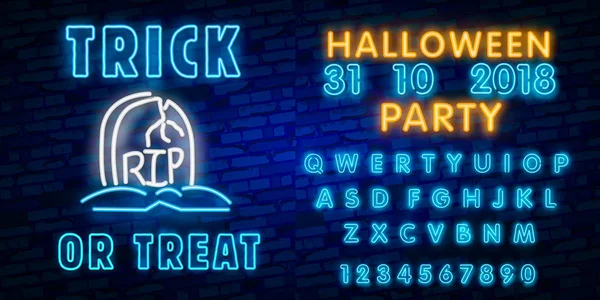 Halloween Neon Jel Vektor Fogás Vagy Élvezet Halloween Tervezősablon Szellem — Stock Vector