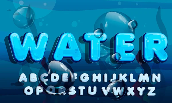 Dibujos Animados Gotas Agua Fuente Divertido Alfabeto Azul Vector Letras — Vector de stock