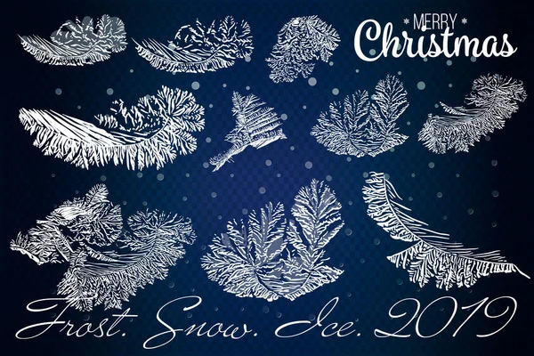 Морозний Скляний Візерунок Зимова Рамка Прозорому Фоні Векторна Різдвяна Ілюстрація — стоковий вектор