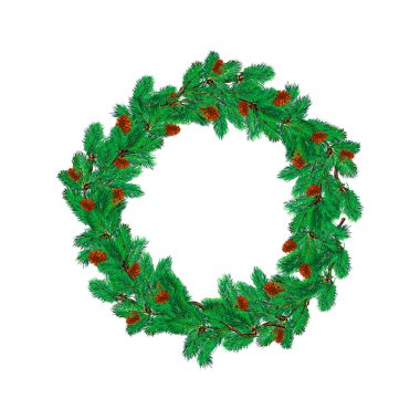 Doğal görünümlü çam dalları Noel çelenk yaptı