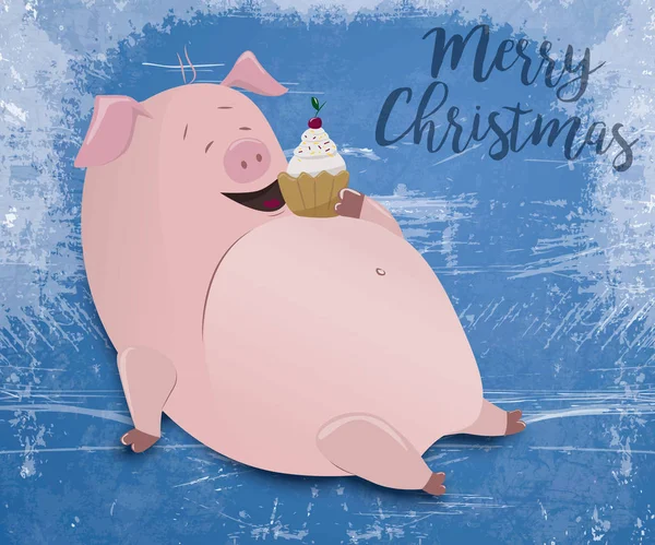 귀여운 돼지와 2019 크리에이 가능한 템플릿입니다 달력에 상징입니다 만화입니다 일러스트 — 스톡 벡터