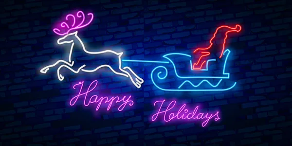 Happy Holidays Neon Text Vektor Happy Holidays Neonskylt Design Mall — Stock vektor
