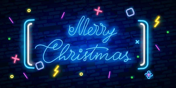 Gelukkig Merry Christmas Neon Teken Partij Van Nacht Neon Teken — Stockvector