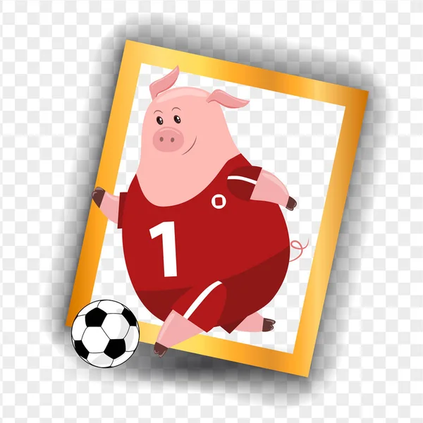 Vector Piggy Symbol 2019 Cartoon Illustration Christmas Card Prints Calendar — Stock Vector