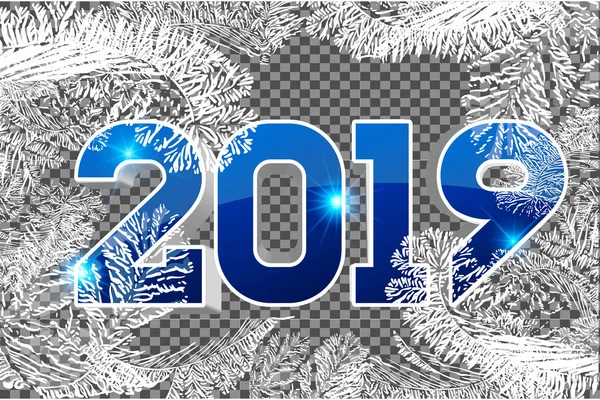 Nowy Rok 2019 Tło Mrożonych Okna Eps10 Wektor — Wektor stockowy