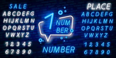 Bir numaralı simgesi neon işareti vektör. İlk, bir şablon neon simgesi, ışık afiş, neon tabela, her gece parlak reklam, ışık yazıt. Vektör çizim