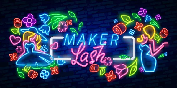 Lash Maker Lettrage Logo Design Lettrage Vectoriel Dessiné Main Calligraphie — Image vectorielle