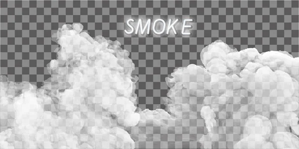 Mlha nebo kouř izolované transparentní zvláštní efekt. Bílá vektorová oblačnost, mlha nebo smog pozadí. Vektorová ilustrace — Stockový vektor