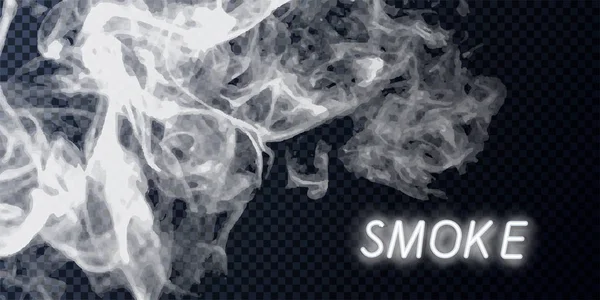 Roken vector collectie, geïsoleerd, transparante achtergrond. Set van realistische witte rook stoom, golven van koffie, thee, sigaretten, warm eten. Mist en nevel effect. — Stockvector