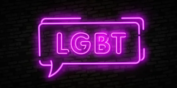 LGBT neon logo, lehké banner design prvek barevné moderní design trend, noc jasná reklama, jasné znamení. Vektorové ilustrace — Stockový vektor