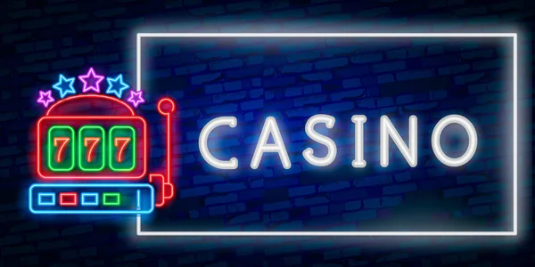 Neon Casono sign. Vector realistic isolated neon sign of Blackjack frame logo for decoration and covering on the wall background. Concept of casino and gambling. — Stock Vector