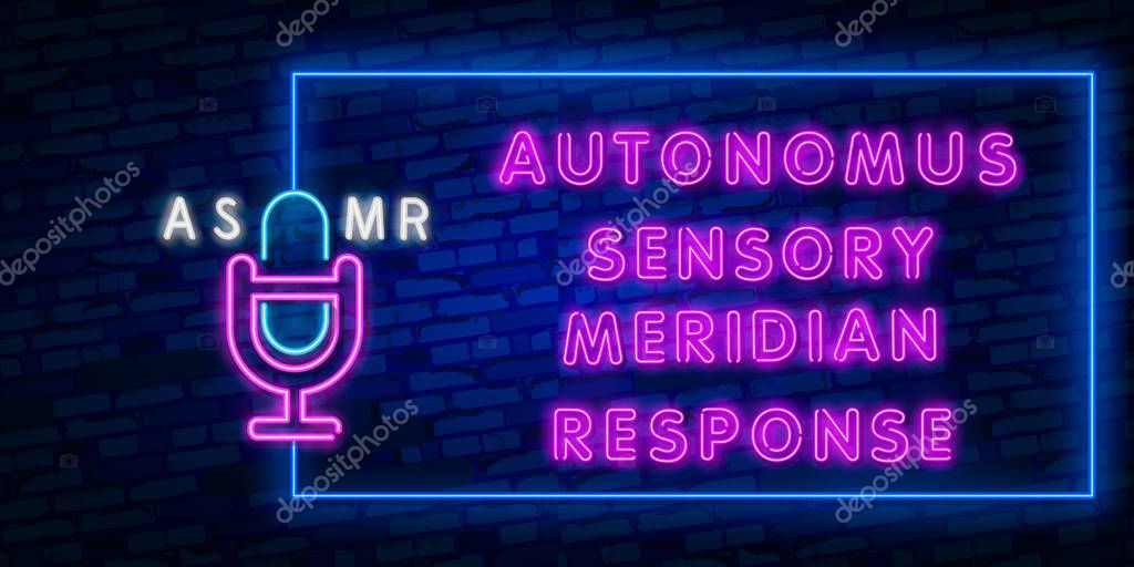 Vector realistic isolated neon sign of ASMR frame logo for template decoration and covering on the wall background.
