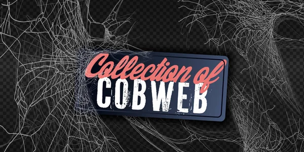 Коллекция Cobweb, изолированная на черном, прозрачном фоне. Spiderweb для оформления Хэллоуина. Паутина элементы, жуткий, страшный, ужас Хэллоуин декор. Силуэт ручной работы, векторная иллюстрация — стоковый вектор