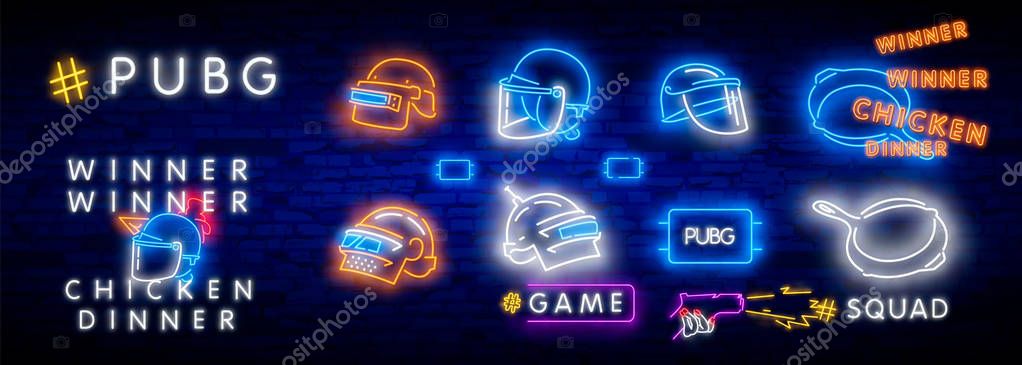 Vector illustration logo and text Winner winner chicken dinner. winning pubg text