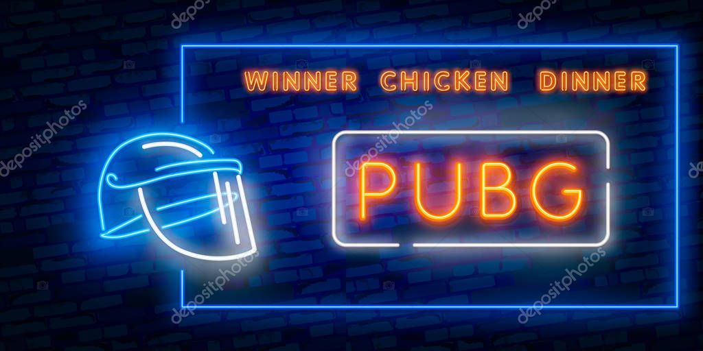 Vector illustration logo and text Winner winner chicken dinner. winning pubg text