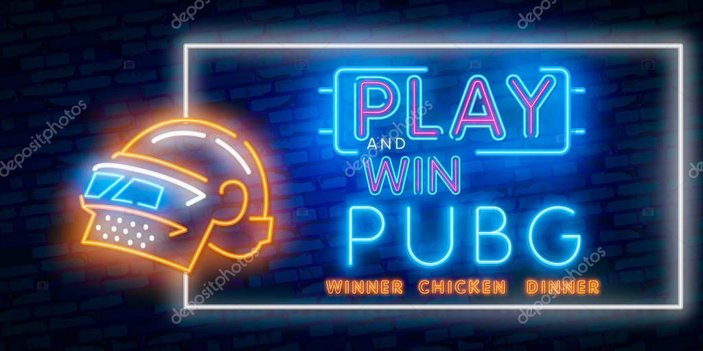 Vector illustration logo and text Winner winner chicken dinner. winning pubg text